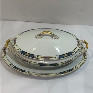 Bavaria ceramic serving bowl with plate